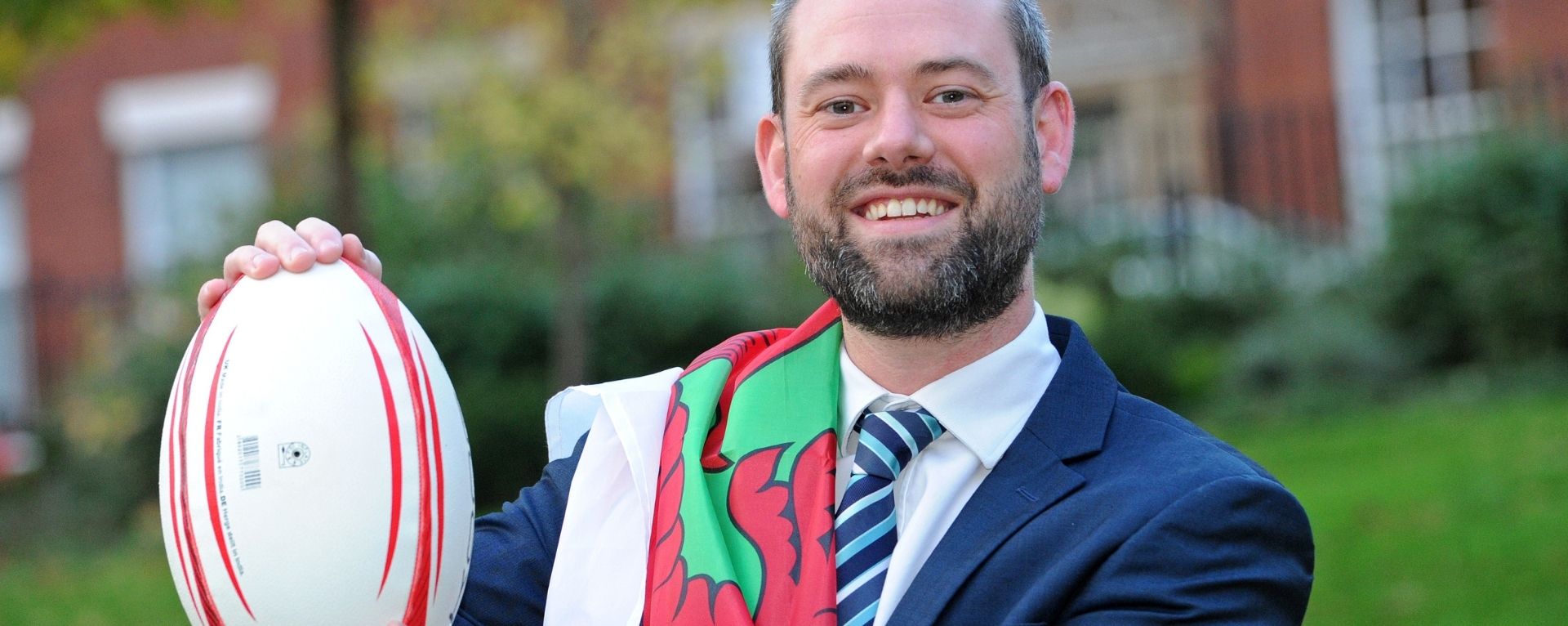 Rugby World Cup Wales Rugby Team in Preston with Ian McCulloch of Begbies Traynor 2021