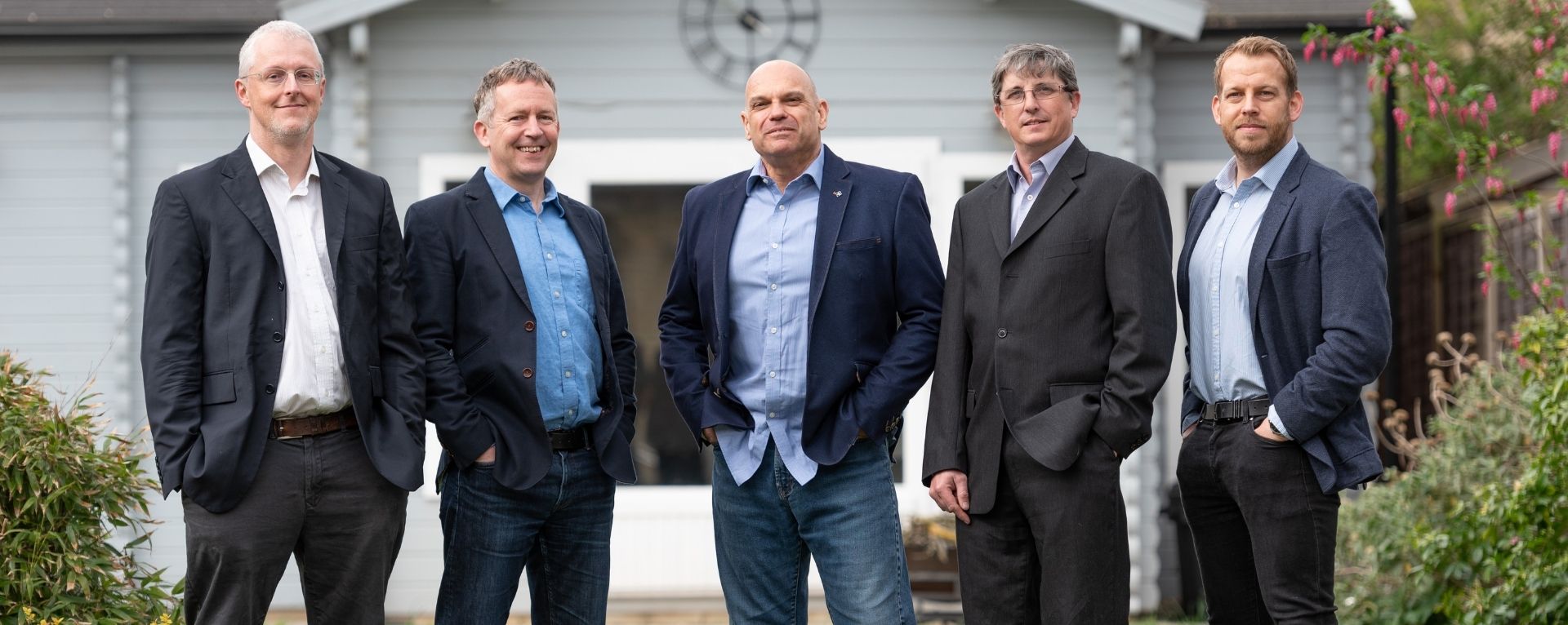 (L-R) Working with Sugar PR to announce the £1.5 seed funding round are the iKVA team of Prof Richard Mortier, CTO Dr Chris Doran, Chairman Jon Horden, CEO, Ian Firth, CPO Leon Challenger, Head of Sales 2021